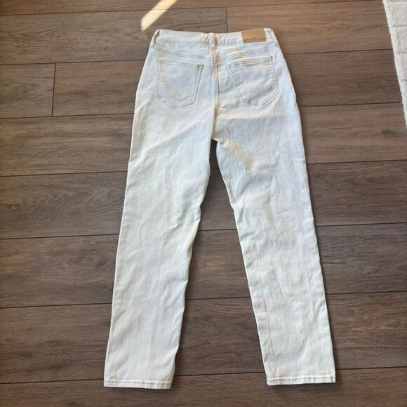 seven7 slim straight jeans white denim size 4 28W high rise - Picture 4 of 6